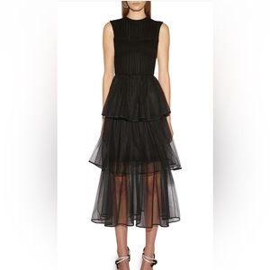 Jonathan Simkhai Benton Plissé Sleeveless Tulle A-Line Dress